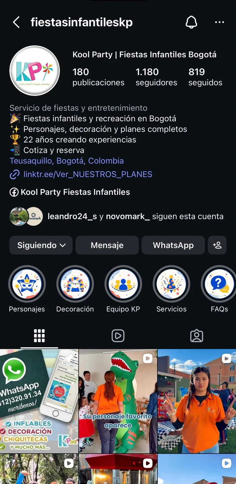 Perfil de Instagram de Kool Party