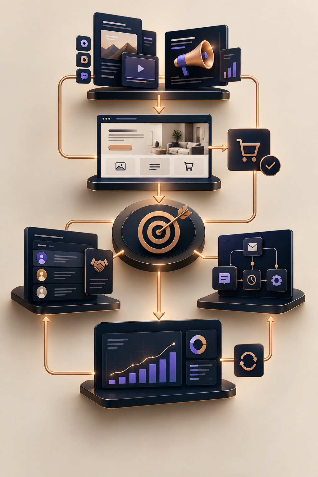 Servicios de marketing, web, CRM, automatización y datos conectados alrededor del objetivo del negocio